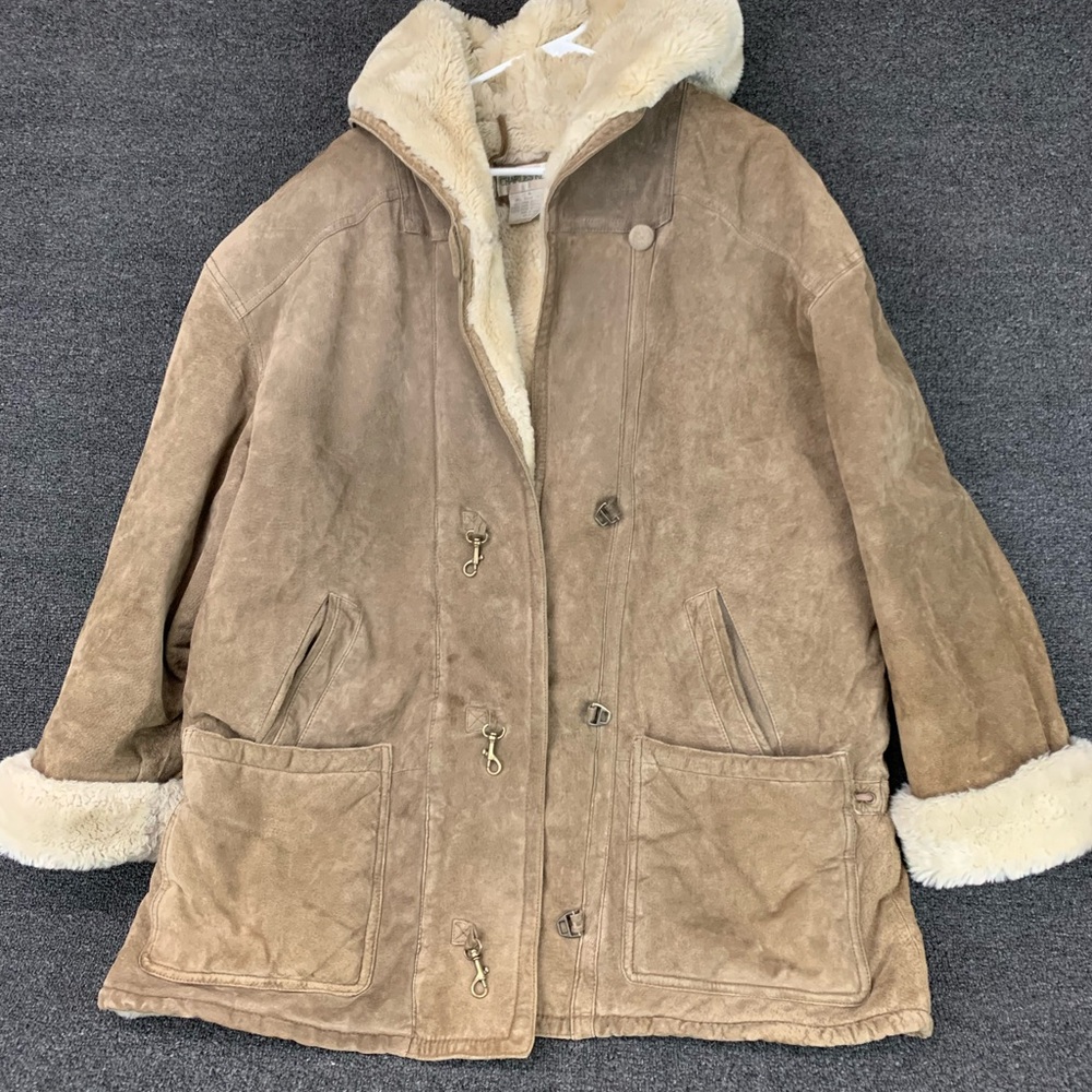90’s Charles Klein Womens XL Leather and Faux Fur jacket